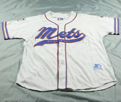 Vintage New York Mets Jersey Mens Large Starter Gray Blue Cursive MLB Baseball • $69.99