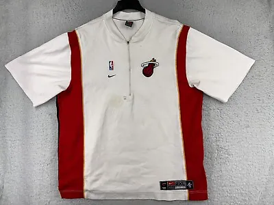 VINTAGE Miami Heat Basketball Warm Up Jersey Mens 2XL XXL White Red Nike 1/4 Zip • $14.29