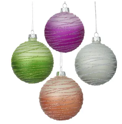 Heaven Sends Bright Coloured Ombre Glitter Round Bauble Xmas Tree Decoration X4 • £12.99