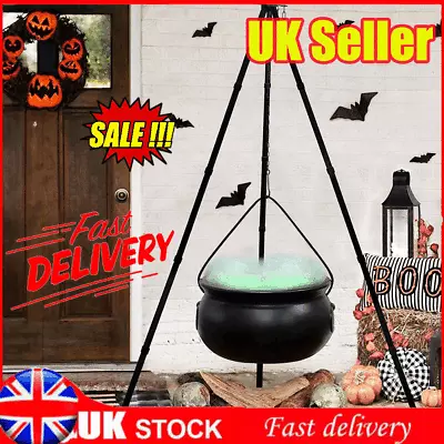 UK Halloween Decor Outdoor - Large Witches Cauldron On Tripod With Light HomeQS • £23.03