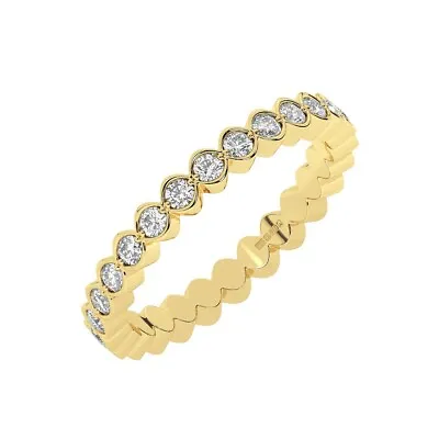 18K Yellow Gold 2.5 MM 100% Natural Round Cut Diamond Full Eternity Ring • £559.52