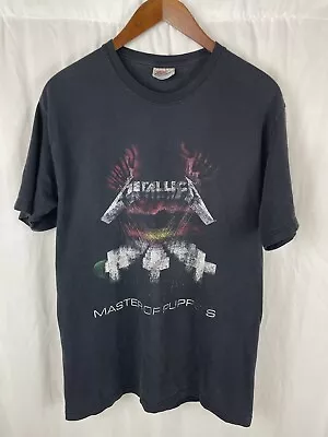 Vintage 90’s Metallica Master Of Puppets Shirt Size Medium Black Faded Graphic T • $99
