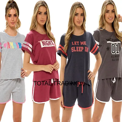 £9.99 • Buy Womens Ladies Pyjamas Pajamas Shorts Sets T Shirt Top & Hot Pants Bottoms  VARSI