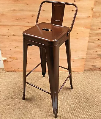 New Tolix Copper Metal Bar Stool With Back Retro Bistro Cafe Restaurant Chair • £44.98