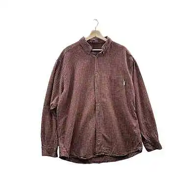 Vintage Woolrich Men's Red Micro Check Flannel Button Down L/S Shirt Size XL VTG • $35
