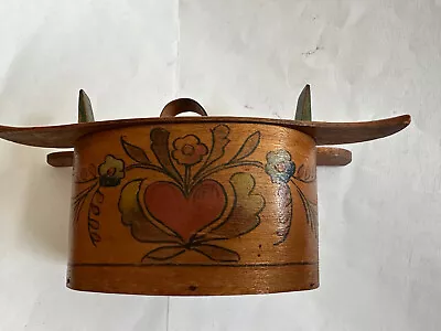 Vintage Norge Tine Bentwood Box Antique Norwegian Hand Painted Wooden Box • $145.99