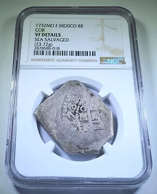 NGC 1732 Shipwreck Spanish Mexico Silver 8 Reales 1700s Colonial Pirate Cob Coin • $688.45