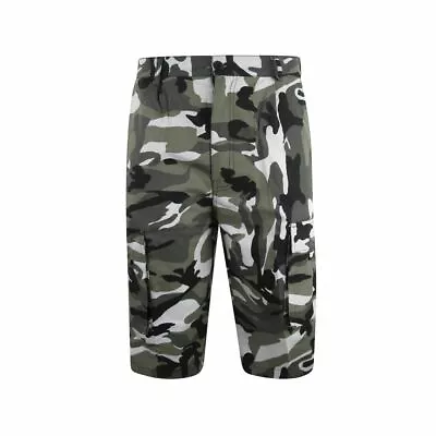 3/4 Shorts Camo Camouflage Cargo Combat Casual Multi Pockets Summer Walking Mens • £18.69