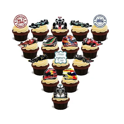 15 FORMULA ONE FATHERS DAY F1 FLAT STANDUP PREMIUM RICE CARD Edible Cake Toppers • £6.87