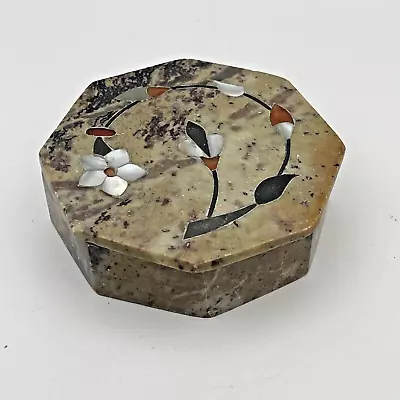 Marble Trinket Jewelry Box With Inlay Made In India • $14