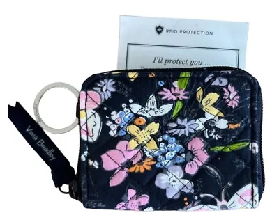 Vera Bradley RFID Petite Zip Around Floral Wallet Bloom Boom Navy Multi Pink • $29