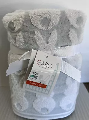 Set Of 2 Caro Bathroom Hand Towels Easter Holiday Bunnies Bunny Rabbit Pale Blue • £31.81