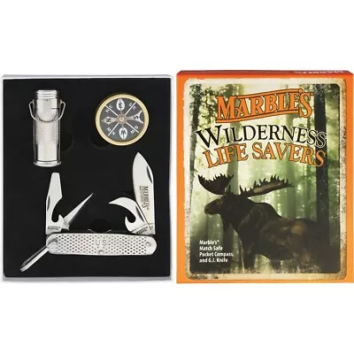 Marbles Pocket Knife Compass Match Safe Wilderness Life Savers Gift Set • $26.95
