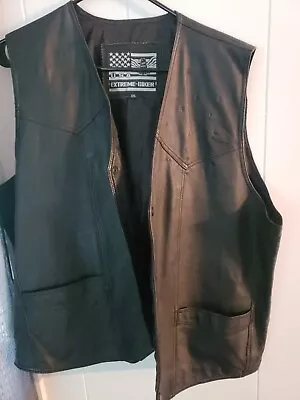 £39.33 • Buy USA Extreme Biker Black Leather Vest Mens XXL  American Flag