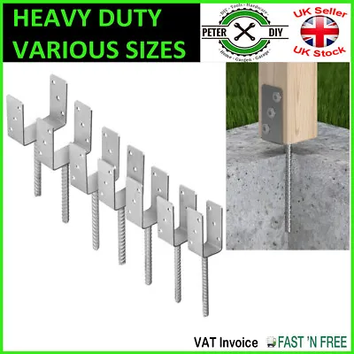 Heavy Duty Galvanised ( U  Shape With Pin) POST FENCE Foot Anchors CONCRETING • £15.97