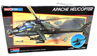 Monogram Snap Tite 1/72 Scale Ah-64 Apache Helicopter Plastic Model Kit No. 1129 • $12.99