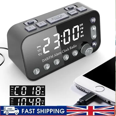 DAB+FM Radio Clock Alarm LED Digital Sleep Bedside Dual Timer Large Display Hot • £21.99