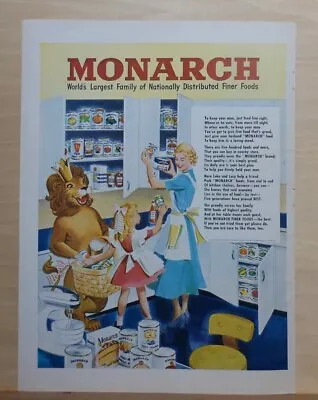 1948 Magazine Ad For Monarch Foods - Luke Lion & Lucy Help Housewife • $4.95