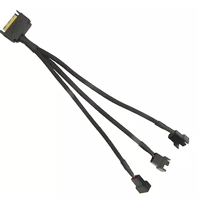 SATA 1 To 3 Power Splitter Cable 3 Pin / 4 Pin PMW 12V PC Case Fan Power Adapter • $9.53