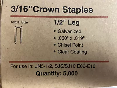 Senco 3/16  Galvanized Crown Staples With 1/2  Leg Qty 5000 • $25