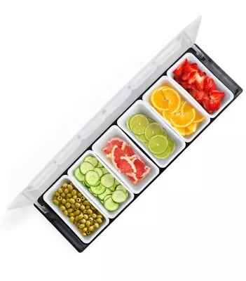 Portable Chilled Food Toppings Sides Condiments Serving Station Salad Bar-6Trays • £41.60