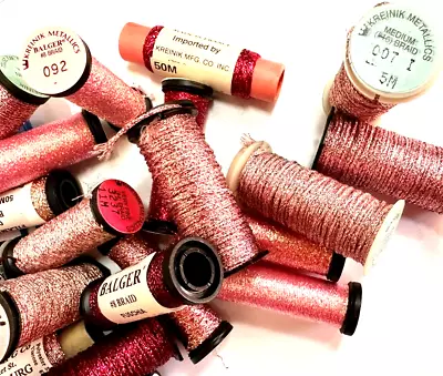 Kreinik Metallic Threads PINKS RED    Grab Bag (all New) • $25