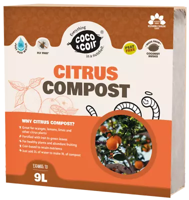 Coco & Coir Citrus Compost – 9L | Organic Peat Free Coir Compost • £7