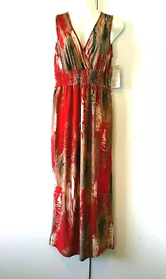 New Women's Mlle Gabrielle Multicolor Print Long Sleeveless Maxi Dress Size M • $34.99