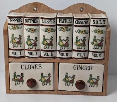 Vintage Ceramic Bookshelf Spice Rack With Drawers Cork Stoppers Made In Japan • $29.99