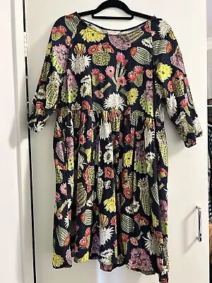 Gorman Cactus Flower Cord Dress 6 Relaxed Fit • $45