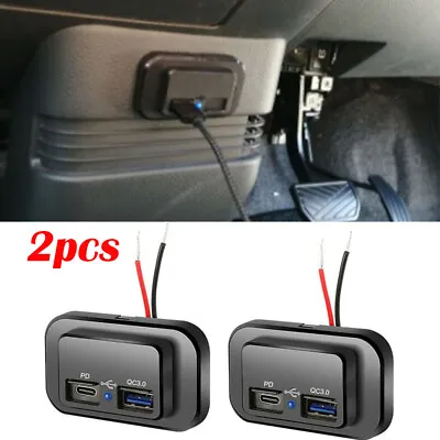 $15.95 • Buy 2pcs QC3.0+PD Fast Charger Power Outlet Adapter Car Dual USB Charge Socket 12V