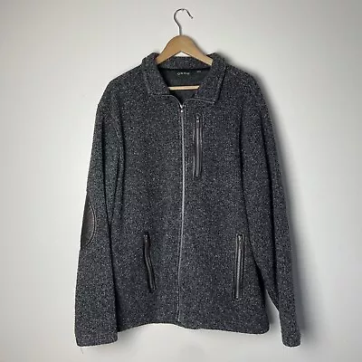 Orvis Fleece Full Zip Up Charcoal Sweater Jacket With Elbow Patches Size Large • $24