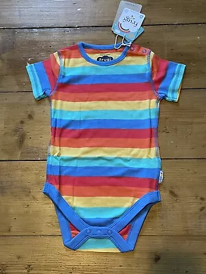 £7.50 • Buy BNWT Frugi Organic Short Sleeved Bodysuit Vest Rainbow Stripe Boys 6-9-12 Months