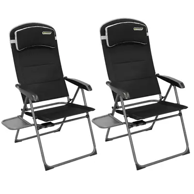2 X Quest Vienna Pro Recline Folding Camping Chair With Side Table Seat Caravan • £114.95