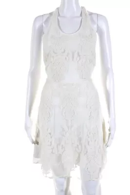Madison Marcus Womens Open Back Lace Mini A Line Dress White Size Small • $34.01