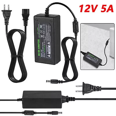 12V 5A 5 AMP 60W DC Power Supply Adapter Transformer LED Strip CCTV PC 5050 USA • $11.85