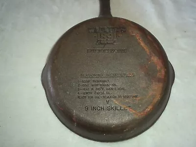 Wagner 1891 Original 9” Inch  V  Cast Iron Skillet Frying Pan Double Spout USA • $29.95