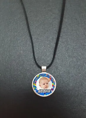 Personalised Photo Happy Birthday Any Age 18  Black Cord Necklace Childs Gift R5 • $9.90