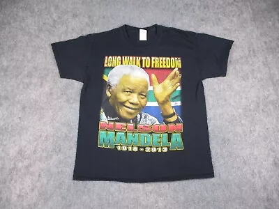 Nelson Mandela Shirt Mens Large Black South Africa Memorial Faded Rap T 2013 VTG • $29.99