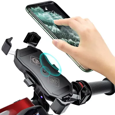 Motorcycle Cell Phone Holder 15W Wireless Charger QC3.0 Wire Charing 3 In 1 • $34.90