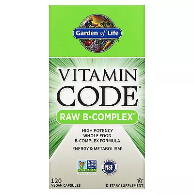 Garden Of Life Vitamin Code Raw B-Complex 120 Vegan Caps Gluten-Free Kosher No • $30.15