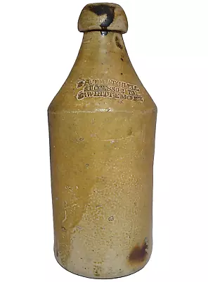 Rare G S Mitchell 19th C American Antique Mstrd Clrd Salt-glzd Stnwr Beer Bottle • $187.50