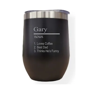 Personalised Name Noun/Definition 12oz Black Thermos Insulated Travel Cup • £9.99