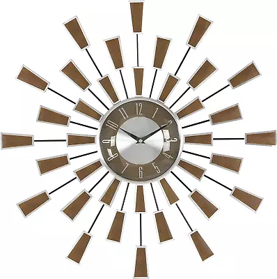 Large Starburst Wall Clock Metal Analog Mid Century Modern Vintage Style Decor • $53.77