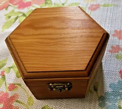 Vintage Small Hexagonal Wood Box • $8.99