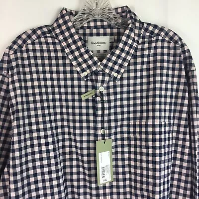 NWT Men's Size XXL Check Stretch Long Sleeve Button-Down Shirt Goodfellow & Co • $15.94