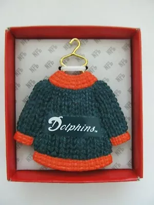 New In Box Classic Miami Dolphins Team Sweater Christmas Holiday Ornament NFL • $9.99