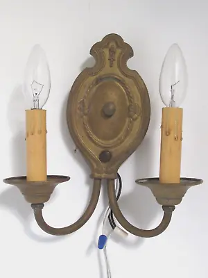 Antique Brass 2-Arm Single Wall Sconce 1920 S • $45