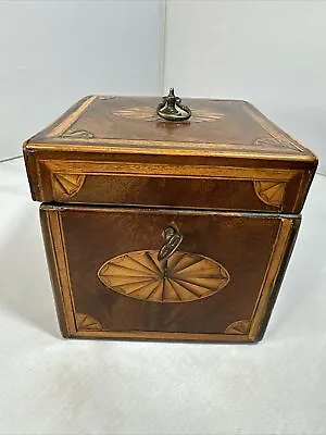 Antique 1700s Sheraton Georgian Harewood Inlaid English Tea Caddy Shell Inlay • $422.85