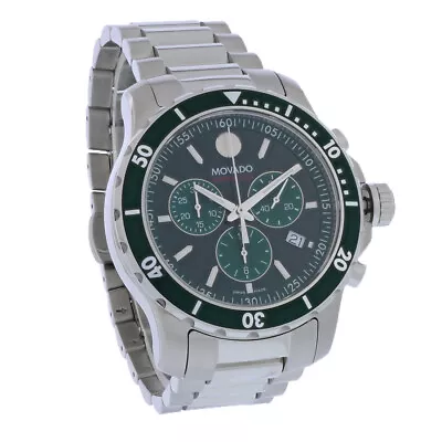 Movado Series 800 Mens Stainless Green Dial Quartz Chronograph Watch 2600179 • $957